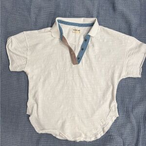 We the Free White and Blue Celeste Polo Shirt